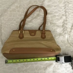Etienne Aigner Leather And Straw Jute Purse